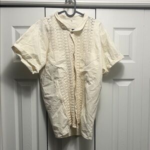 Cream Short Sleeve Button-Up Shirt
